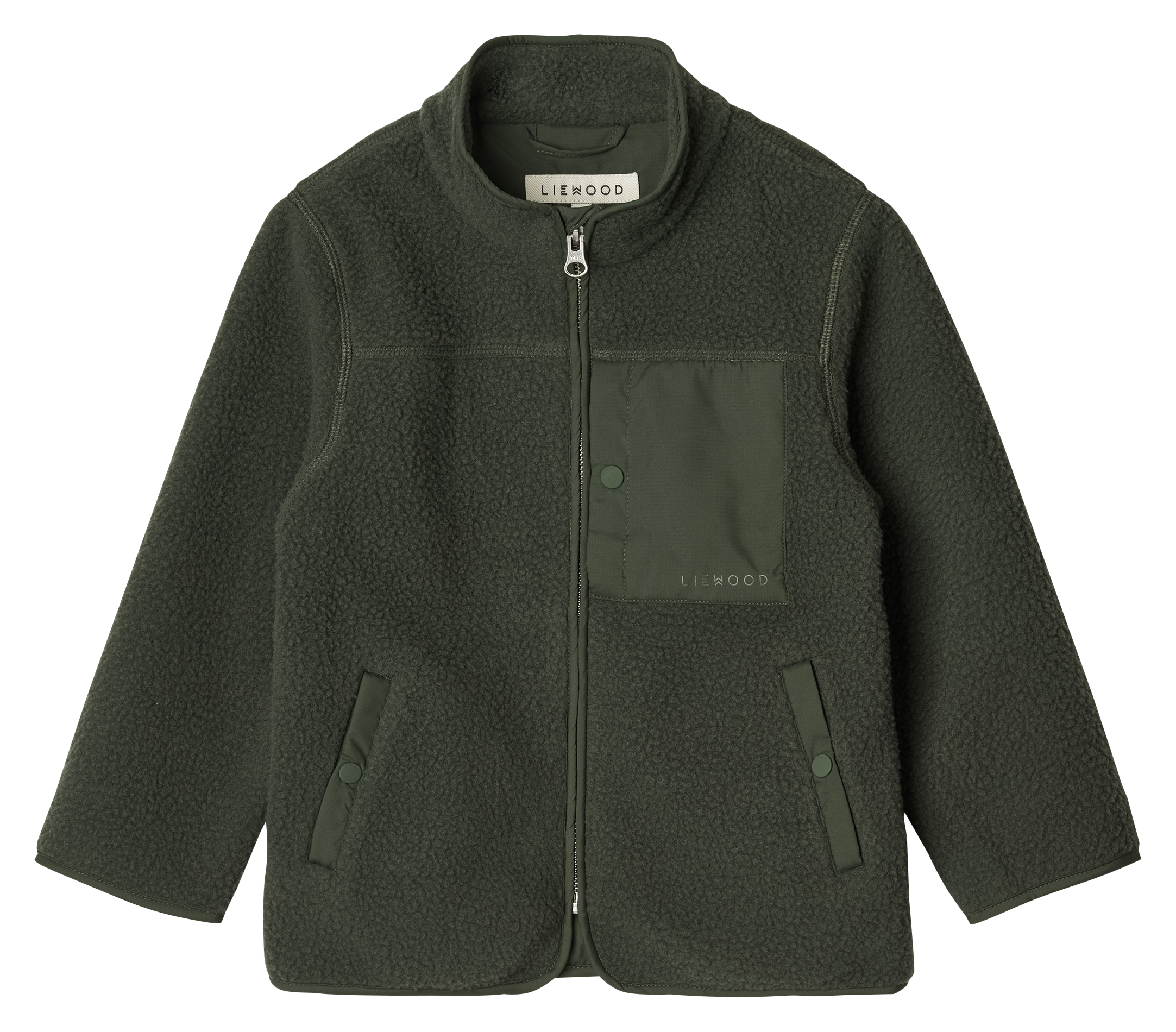 APRIL - Veste droite col montant en fibres recyclés | Vert