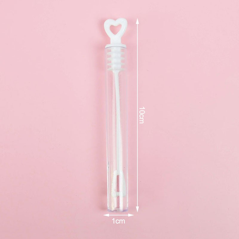 (24er Set) Herzförmige Seifenblasen Tube Party Deko Hochzeits Gastgeschenk - Transparent / Weiss