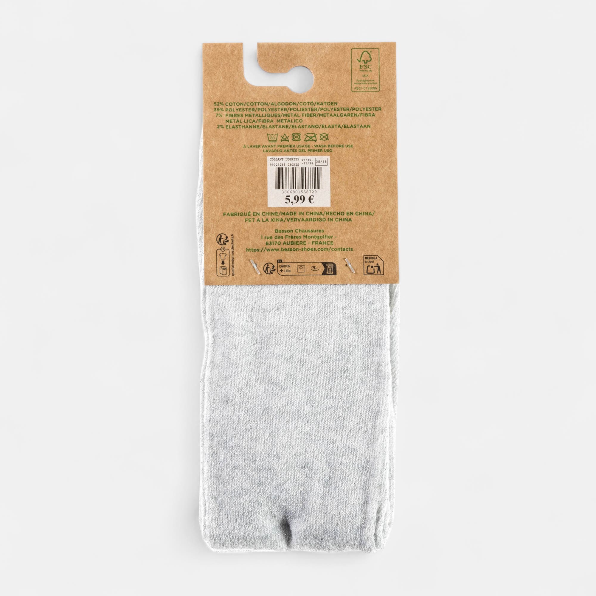 Collants/mi-bas Femme gris
