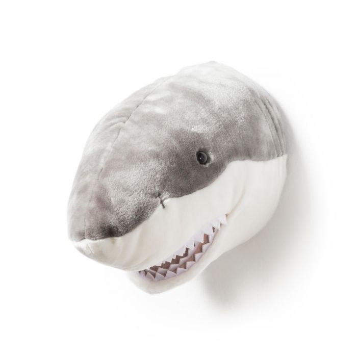Pluche dierenkop haai Jack Grijs