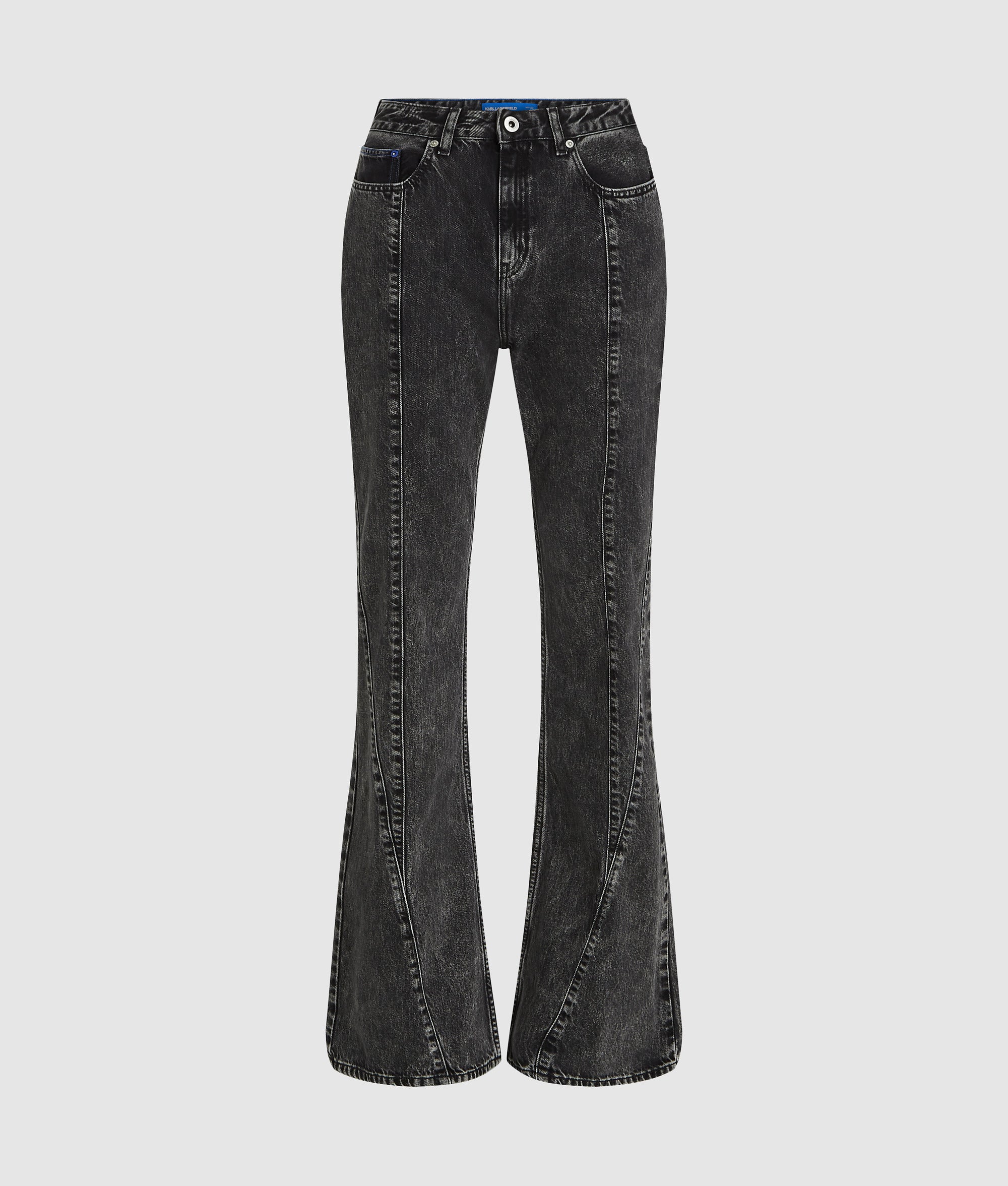 High-waisted jeans met naad en wijde pijpen