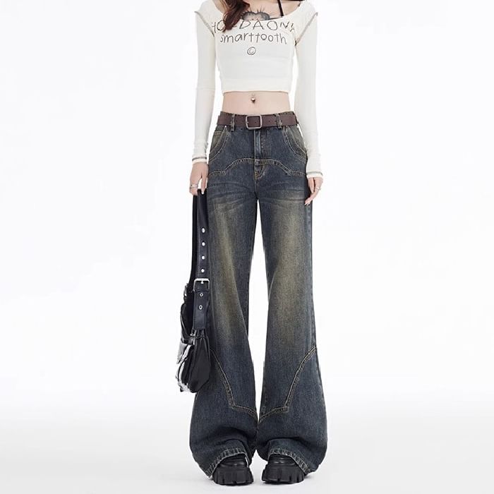 Notica - Low Waist Washed Flared Jeans