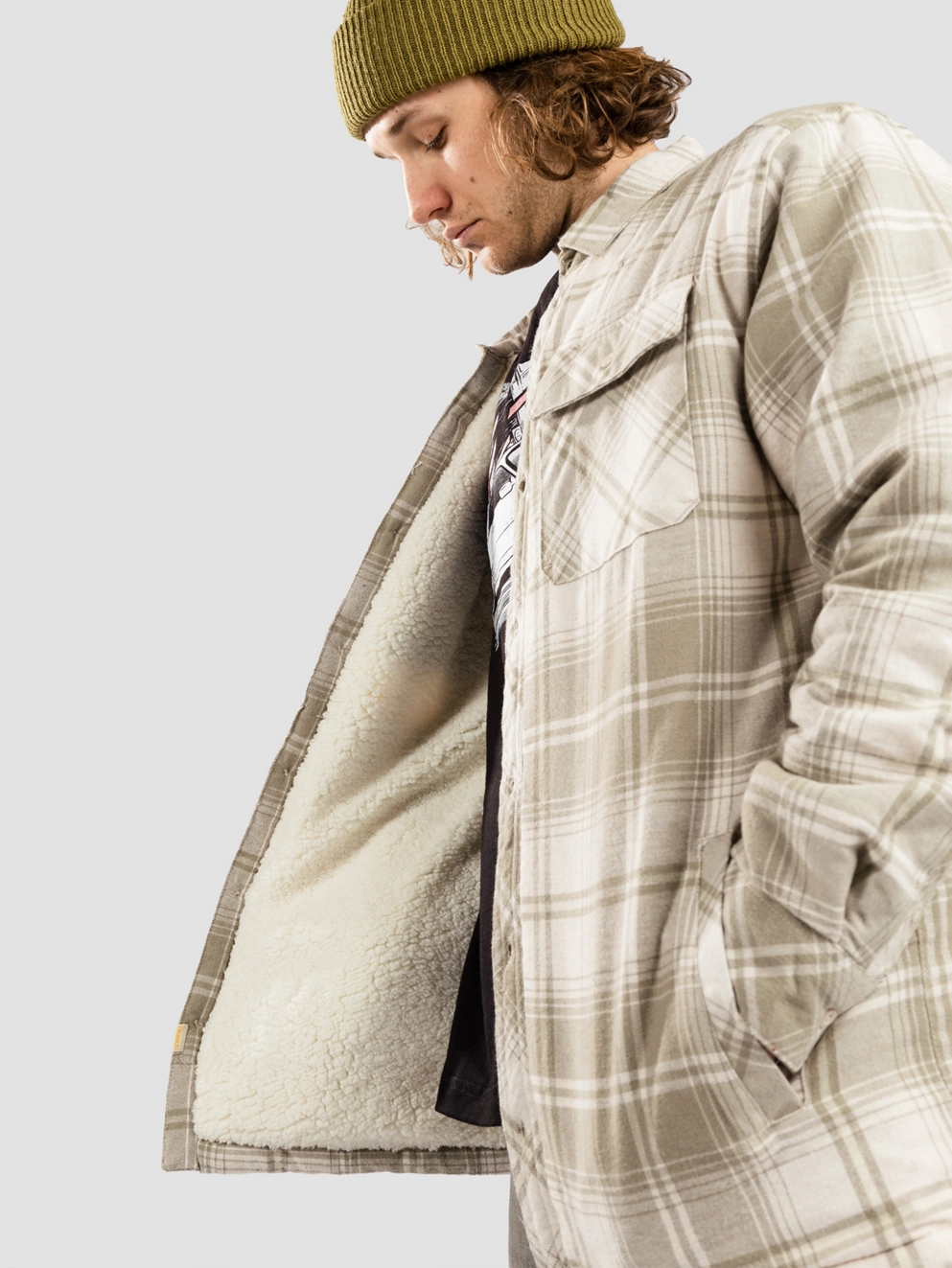 Dravus Sherpa Flannel Shirt light beige