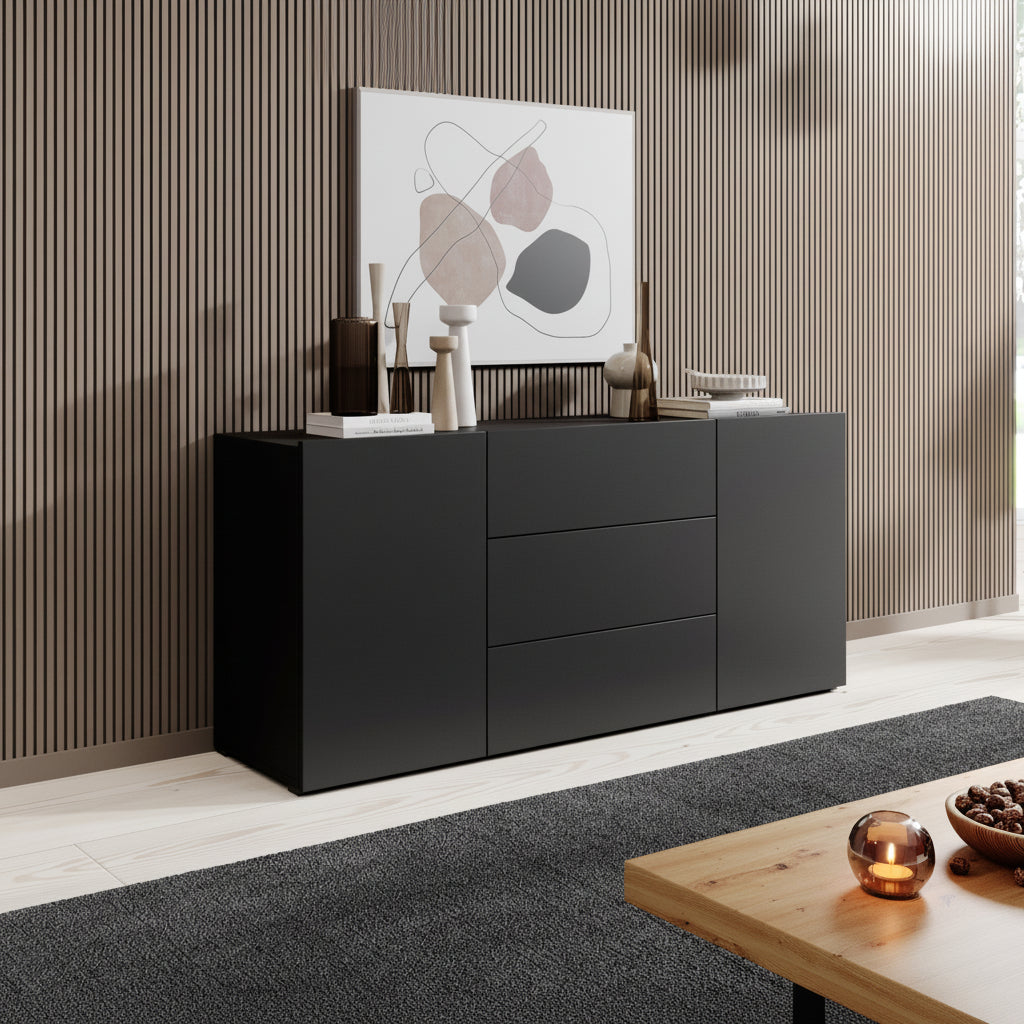 Asilento - Dressoir - Zwart - 140x35x60 cm