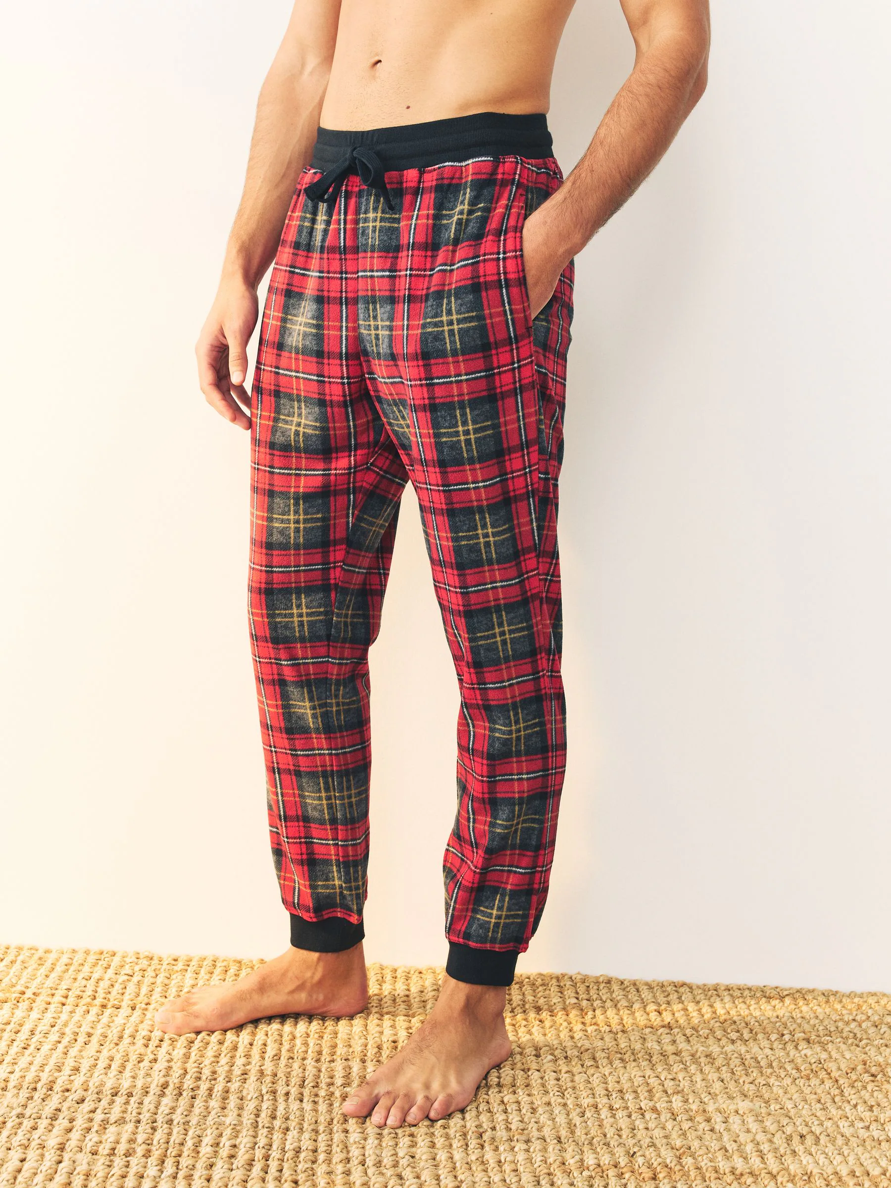 Rood met Schotse ruit - Thermische fleece pyjama's met ruit