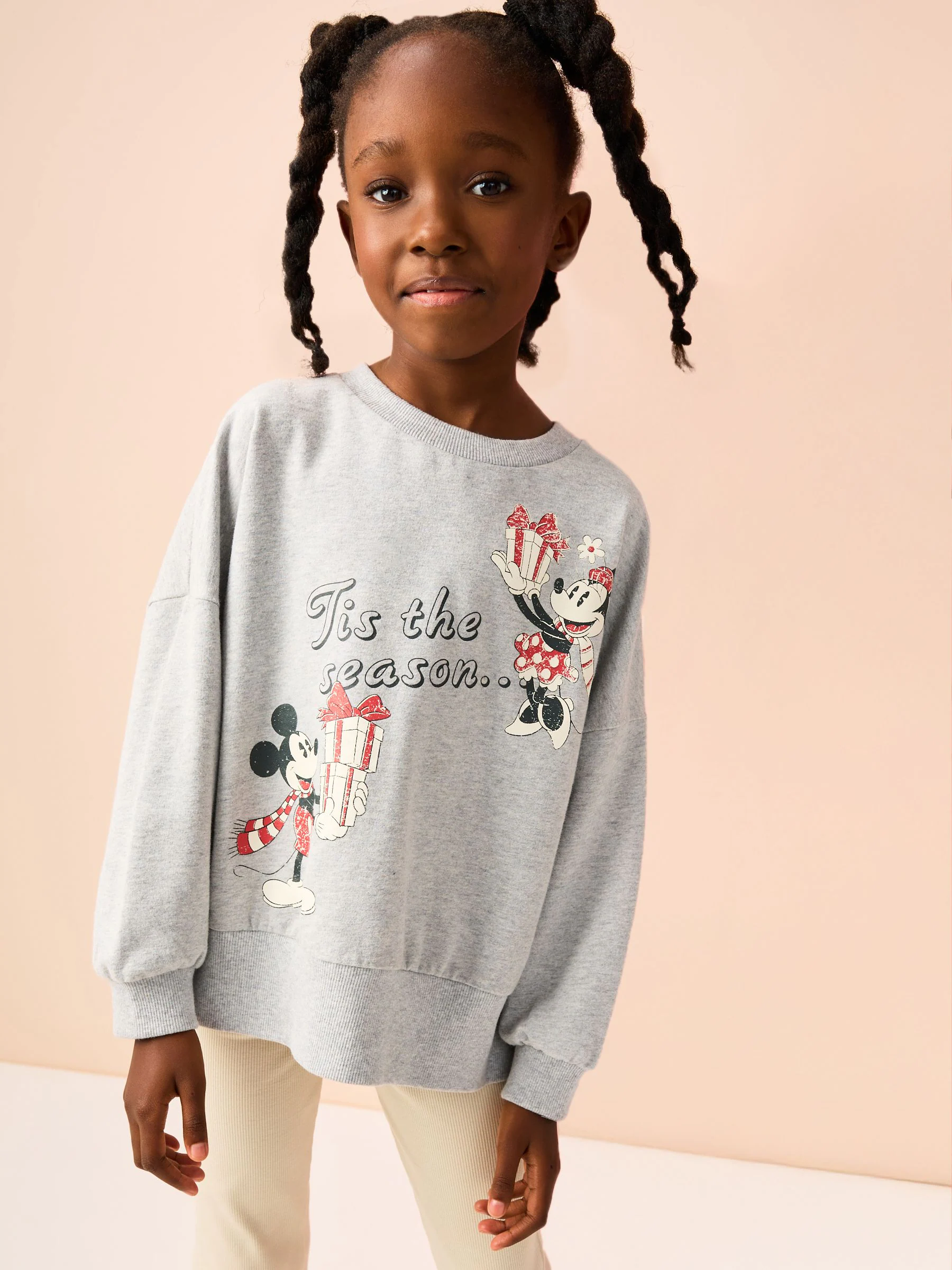 Grey Christmas Minnie Mouse - Sweater met lange mouwen en print (3-16jr)