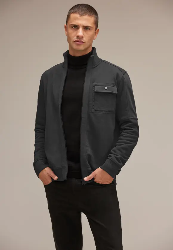 Sweatjacke mit Stehkragen - dark iron grey