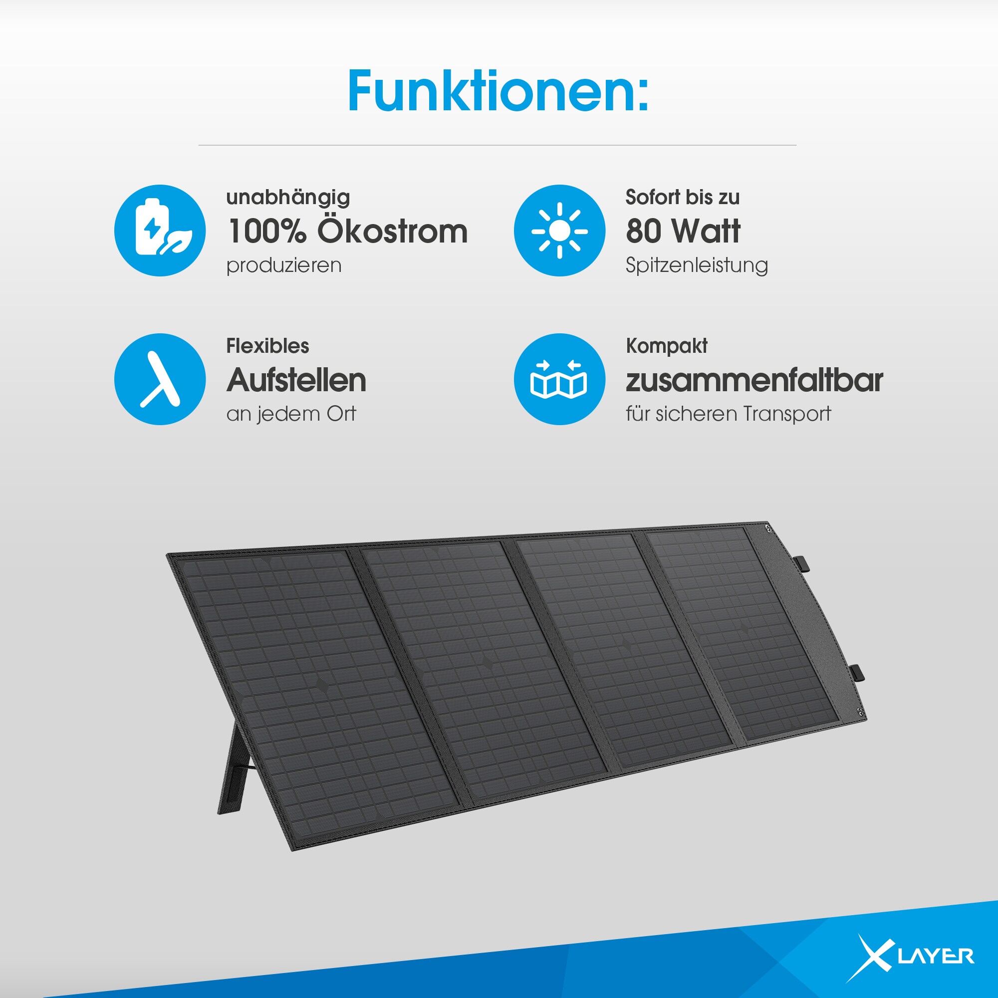 Xlayer Powerstation 300W (Peak 600W) 296Wh mit Solar Panel 80W faltbar