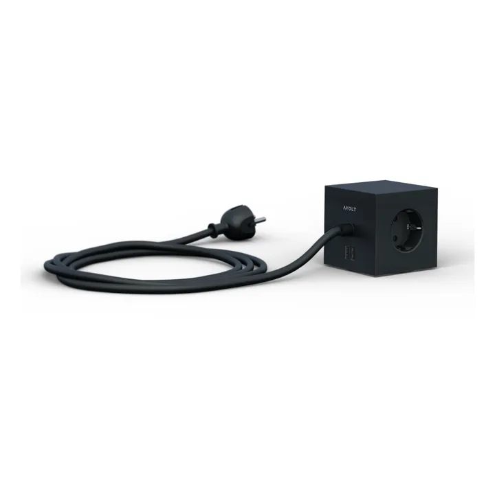 Avolt Rallonge Square 1 avec prise USB | Noir