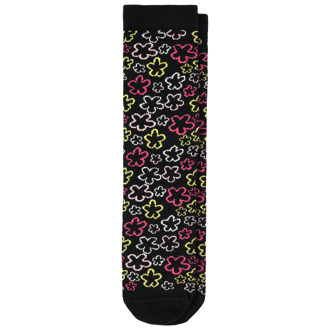 Gina Benotti 1 Paar Damen Socken mit Blumen allover schwarz