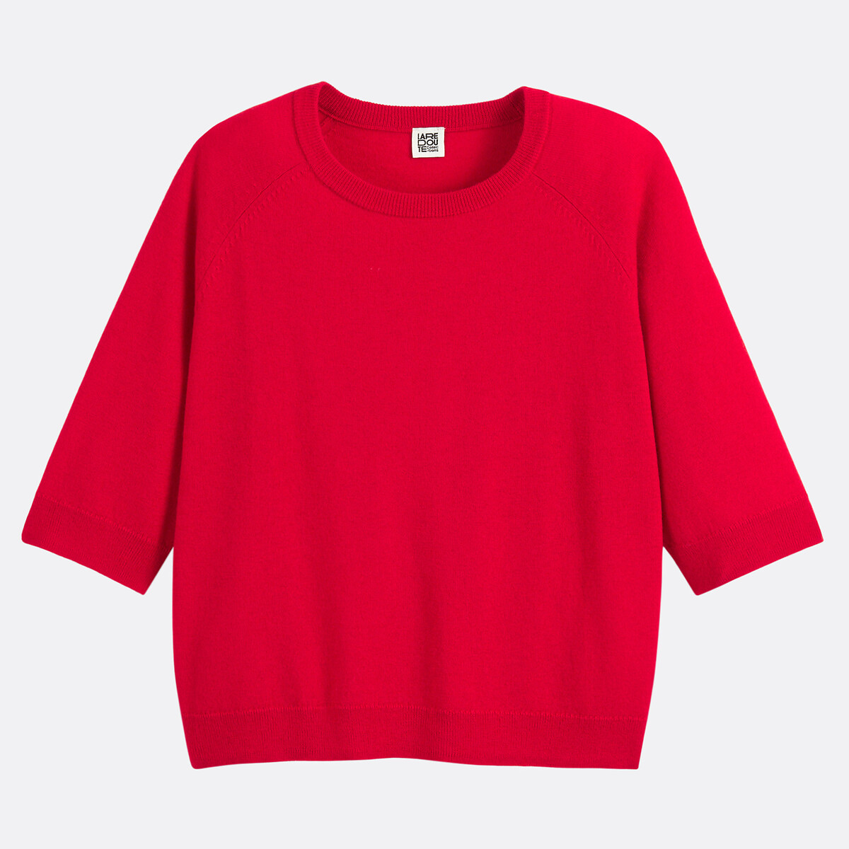 COLEÇÃO LA REDOUTE<br>Suéter de gola redonda e manga curta 100% lã