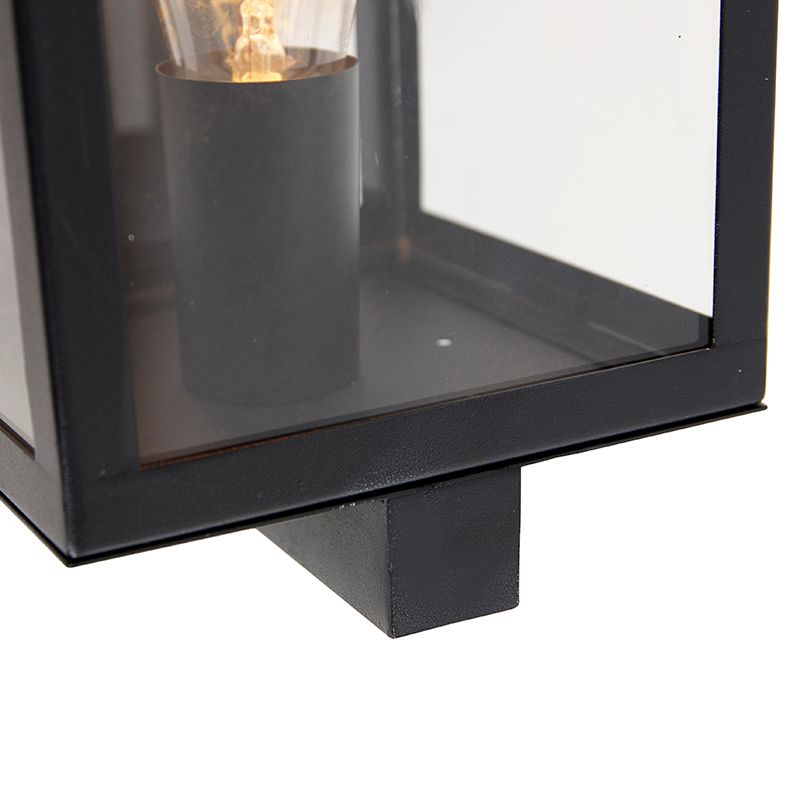 Moderne buiten wandlamp zwart met glas 30 cm - Rotterdam