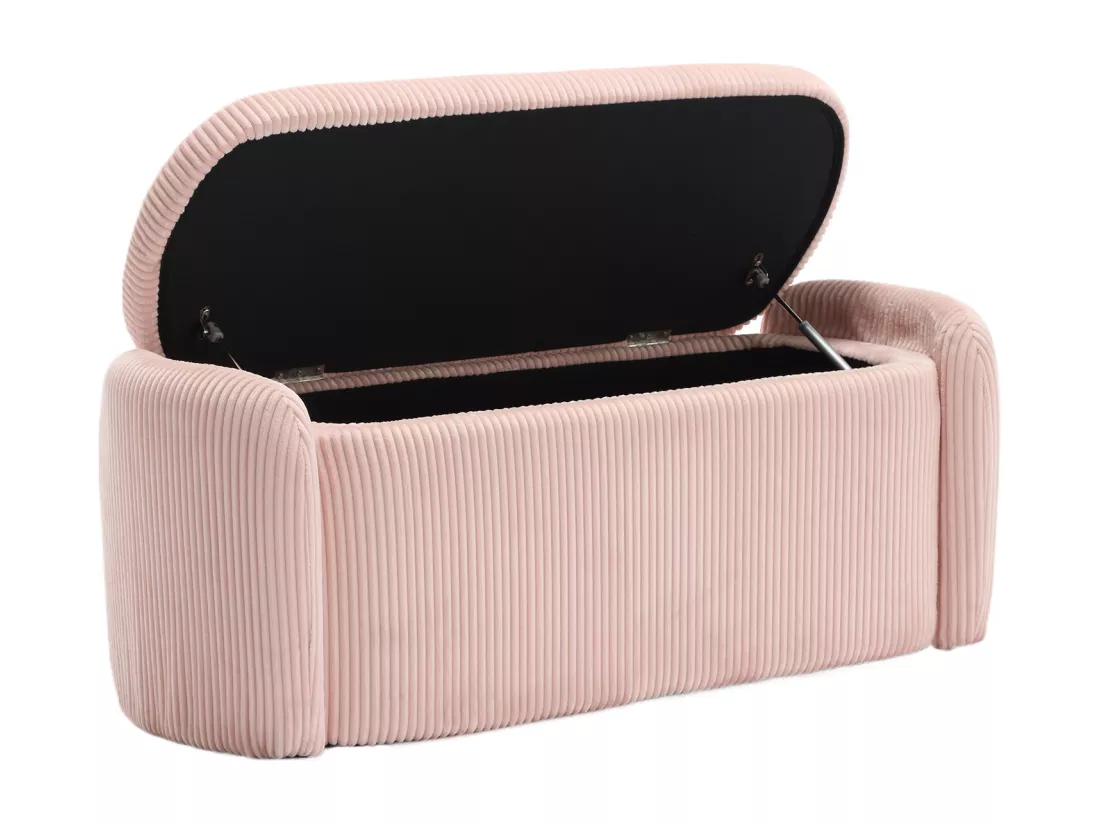 Tabouret de rangement en velours rayé, confortable et polyvalent, idéal pour le salon et la chambre,rose