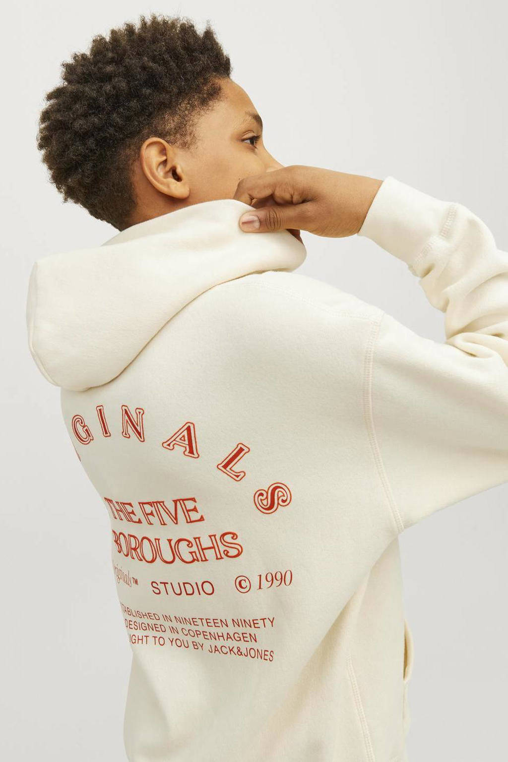 JACK & JONES hoodie JORBROOKLYN met backprint ecru