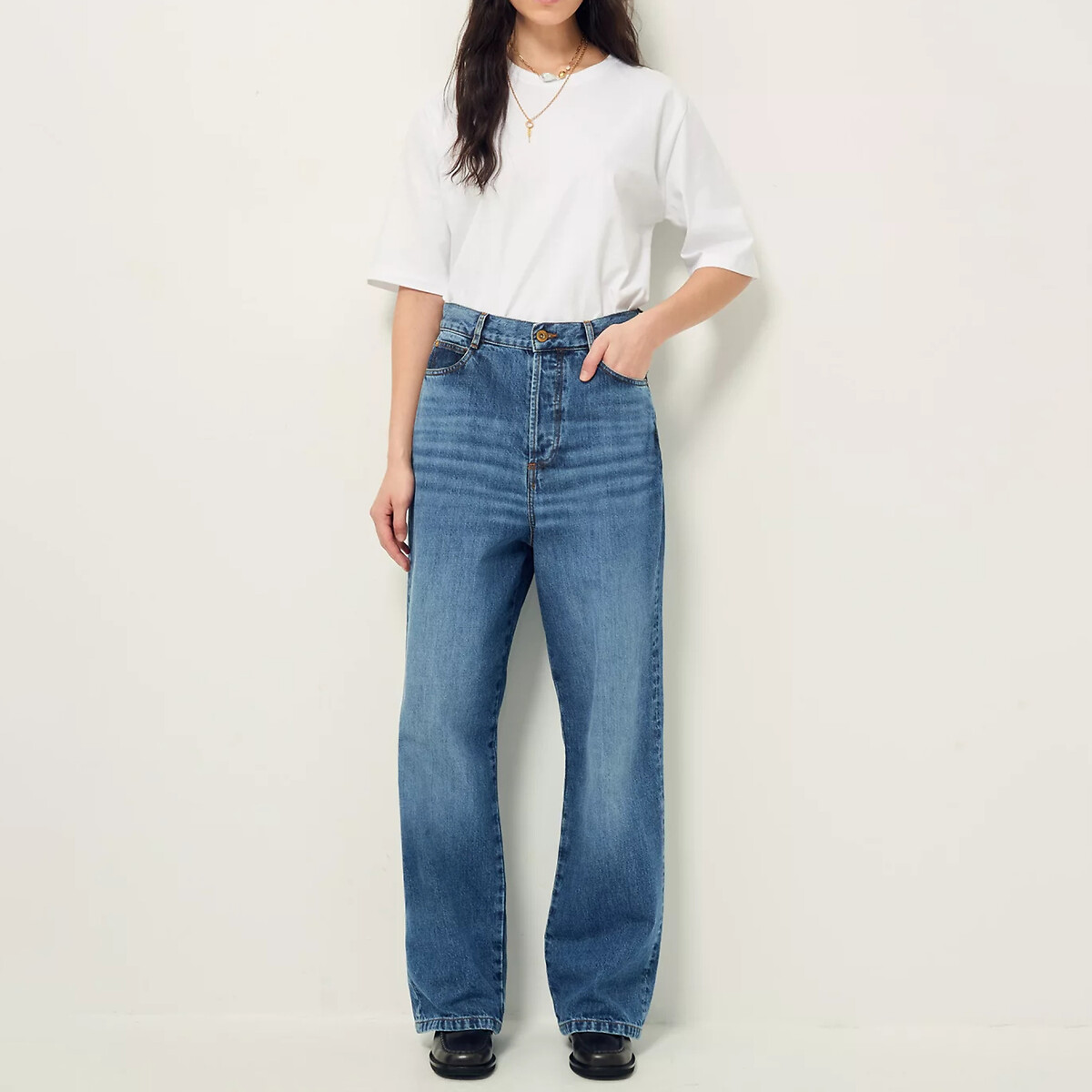 SESSUN<br>Calça jeans larga e de cintura alta, PAPERLOVE