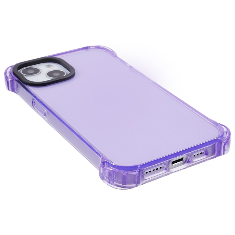 iPhone 13 Gummi Case Hülle mit Air Cushion Fallschutz - Lila / Transparent