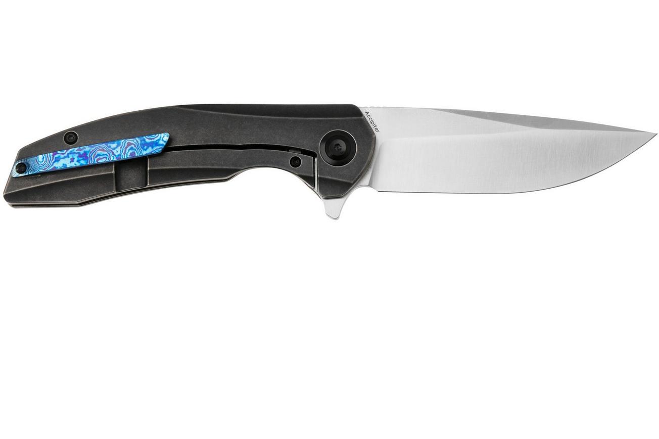 Kansept Accipiter K1007E3 Satin CPM S35VN, Blackwashed Titanium, Timascus Inlay, zakmes, Kim Ning design
