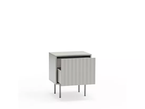 Sierra - Table de chevet 1 porte 2 tiroirs en bois : Couleur - Gris clair