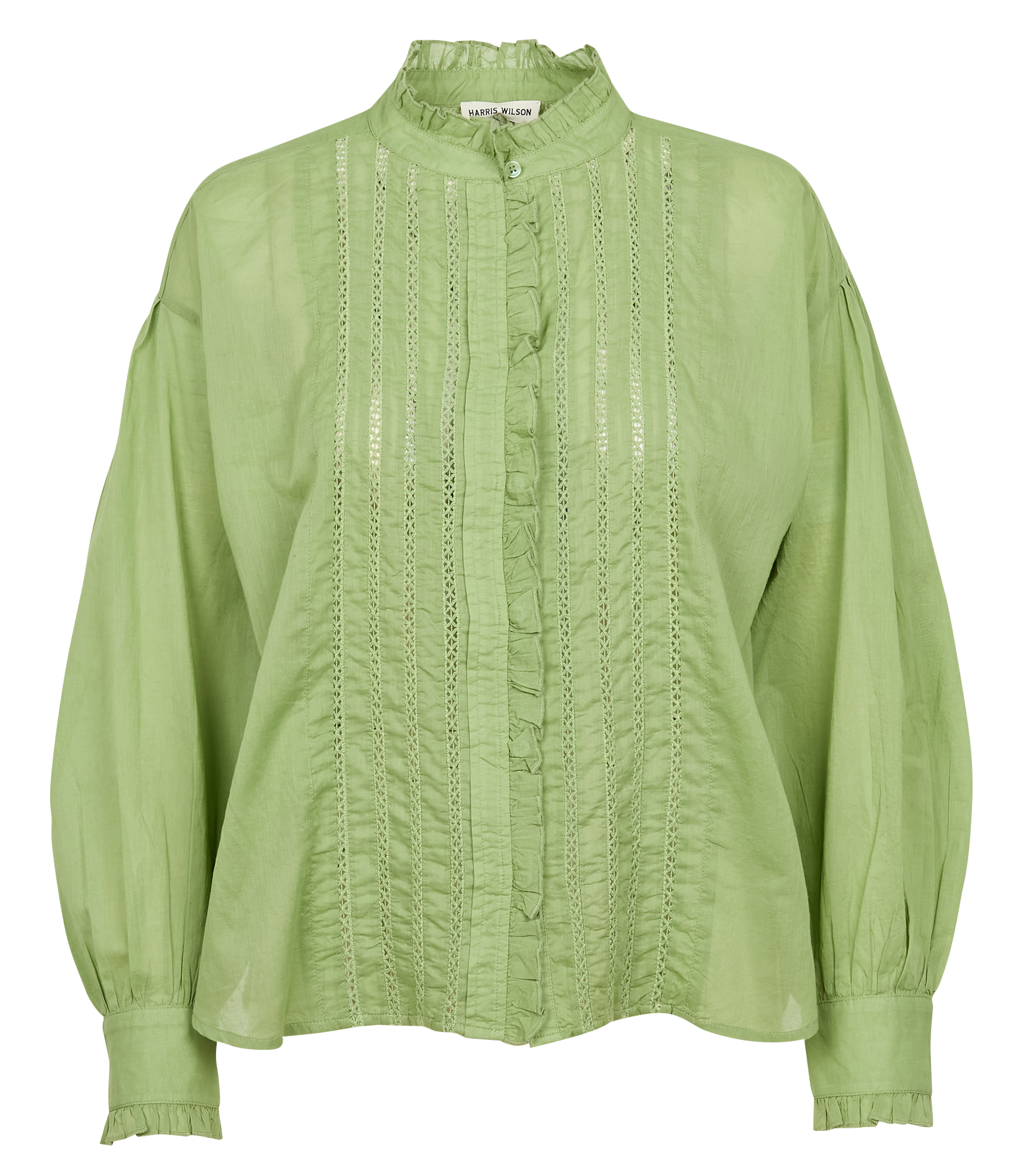 FAY - Chemise oversize col victorien en coton | Vert