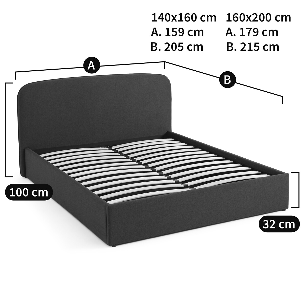 LA REDOUTE INTERIEURS<br>Cama baú com estrado de ripas rebatível, Conto
