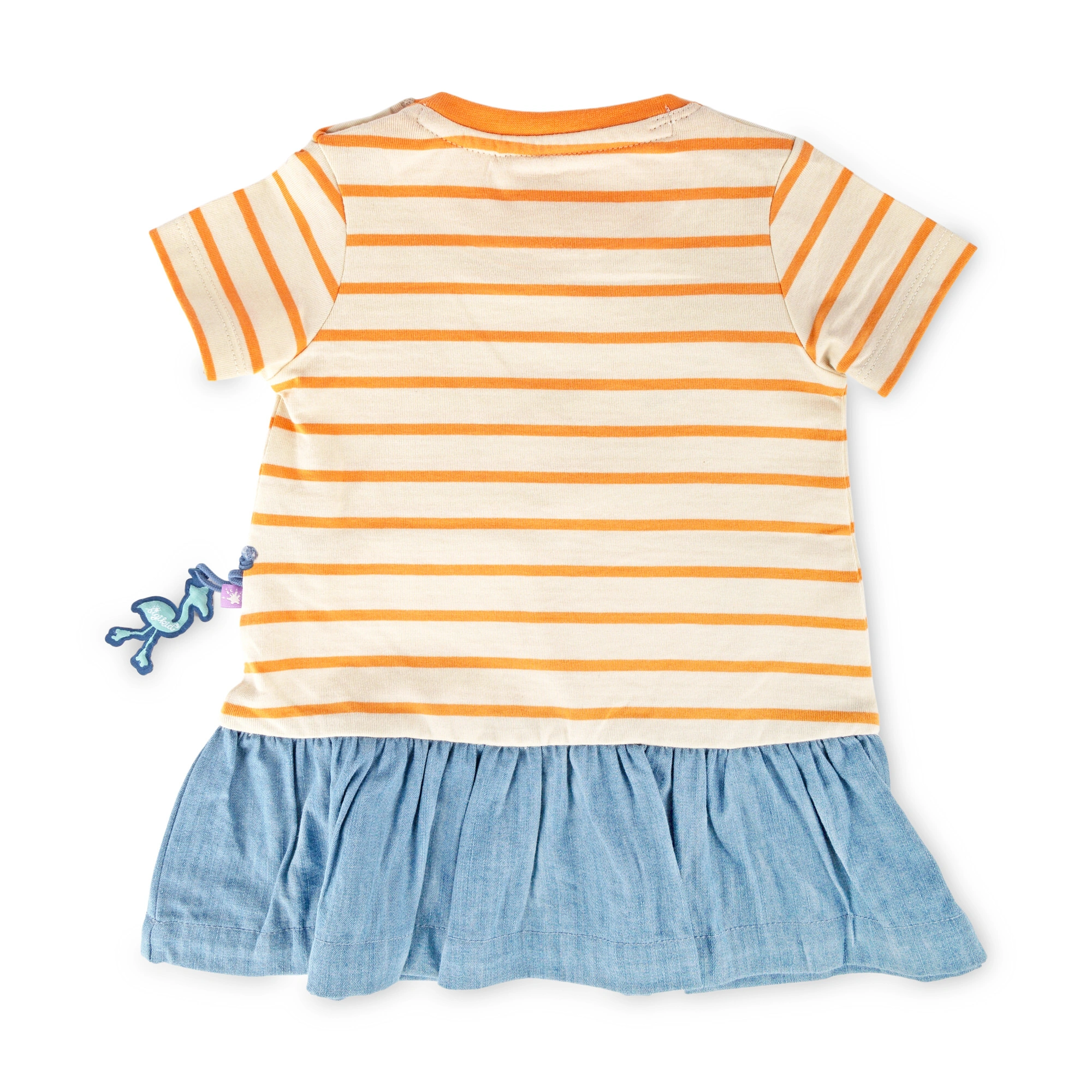 Kurzarmkleid B - SKATING FLAMINGO gestreift in orange