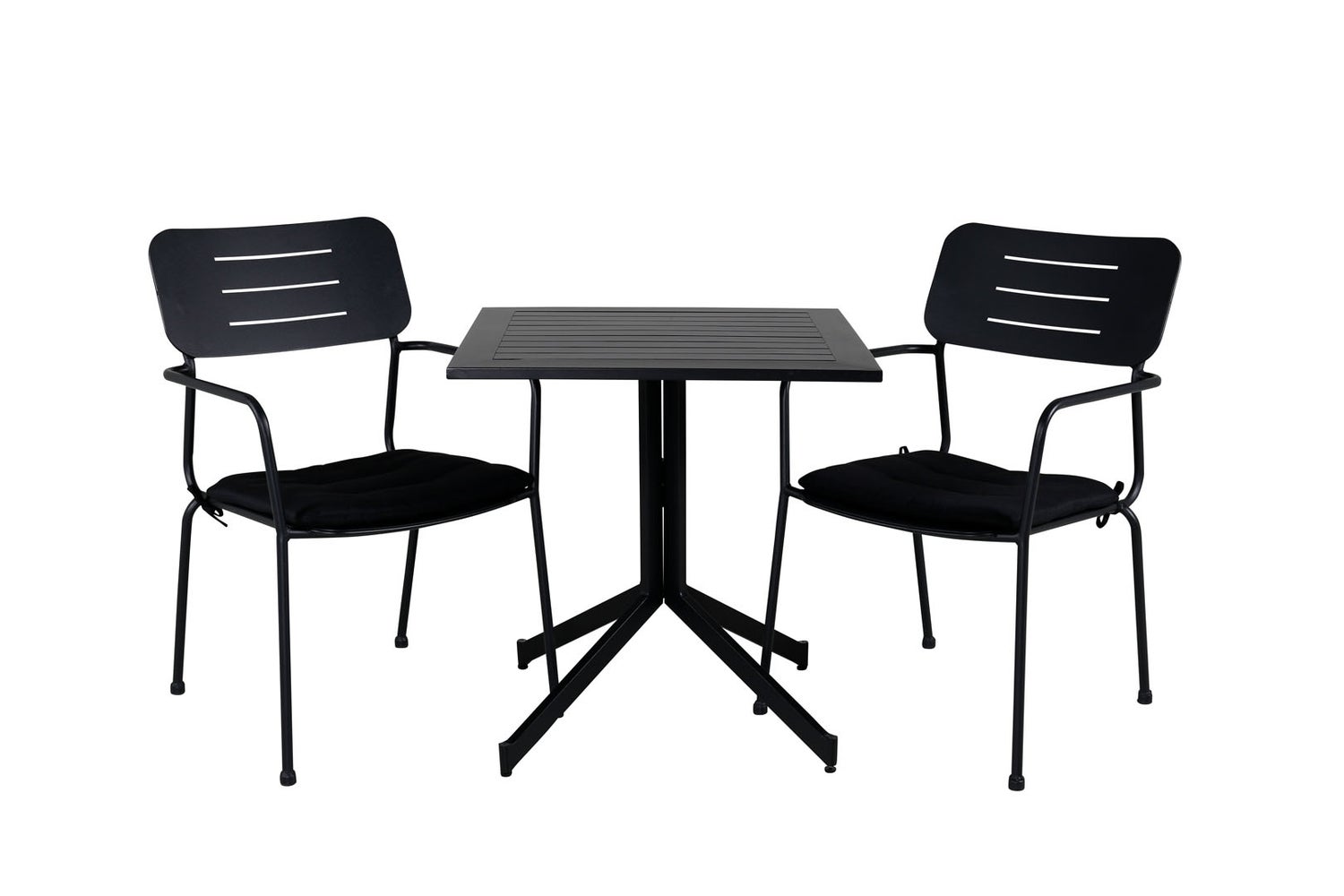 Way tuinset: tafel (70x70cm) en 2 stoelen, zwart. 70 x 70 x 72 cm