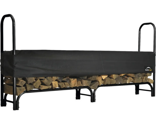 ShelterLogic stalen brandhoutstapelhulp inclusief afdekking, 244 x 25 x 118 cm, zwart