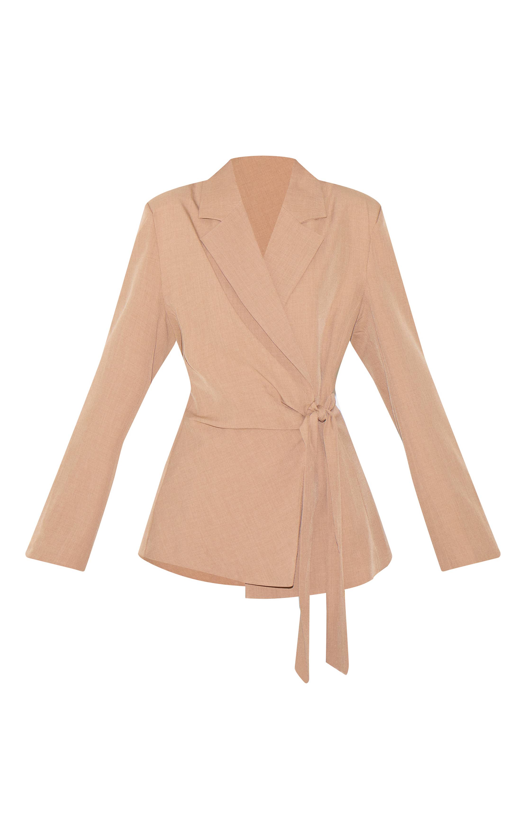 Taupe Blazer Structuré À Nœud Frontal