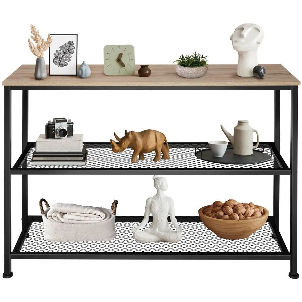 tectake Consoletafel Bristol 100x30x81cm, Industrieel Licht Hout, Eiken Sonoma