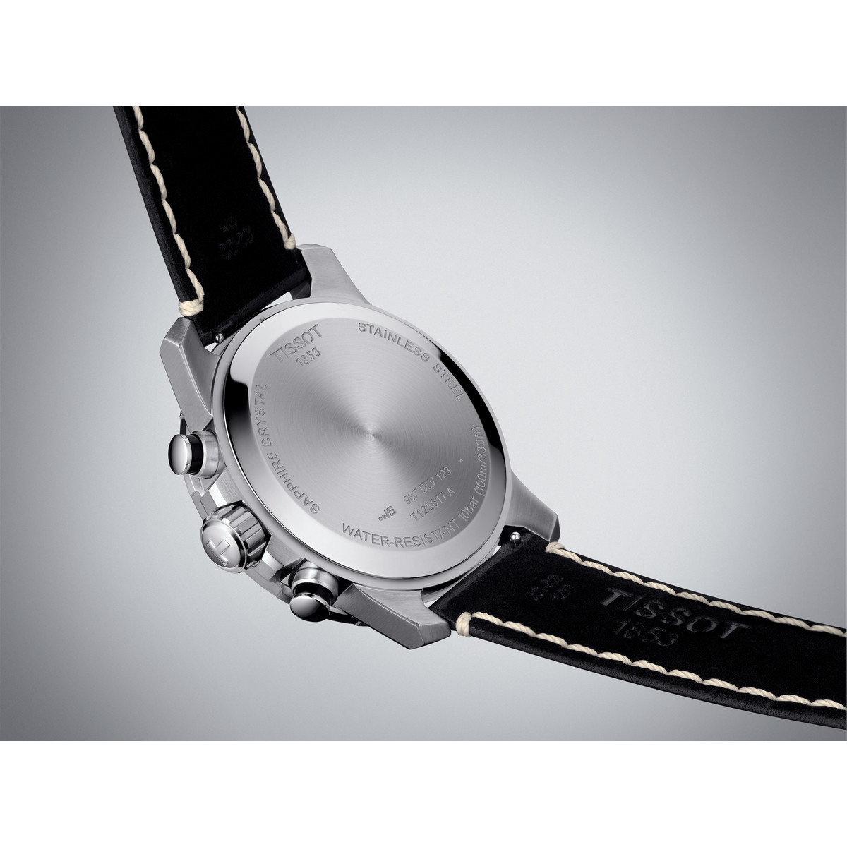 Montre Tissot homme chronographe  acier cuir noir