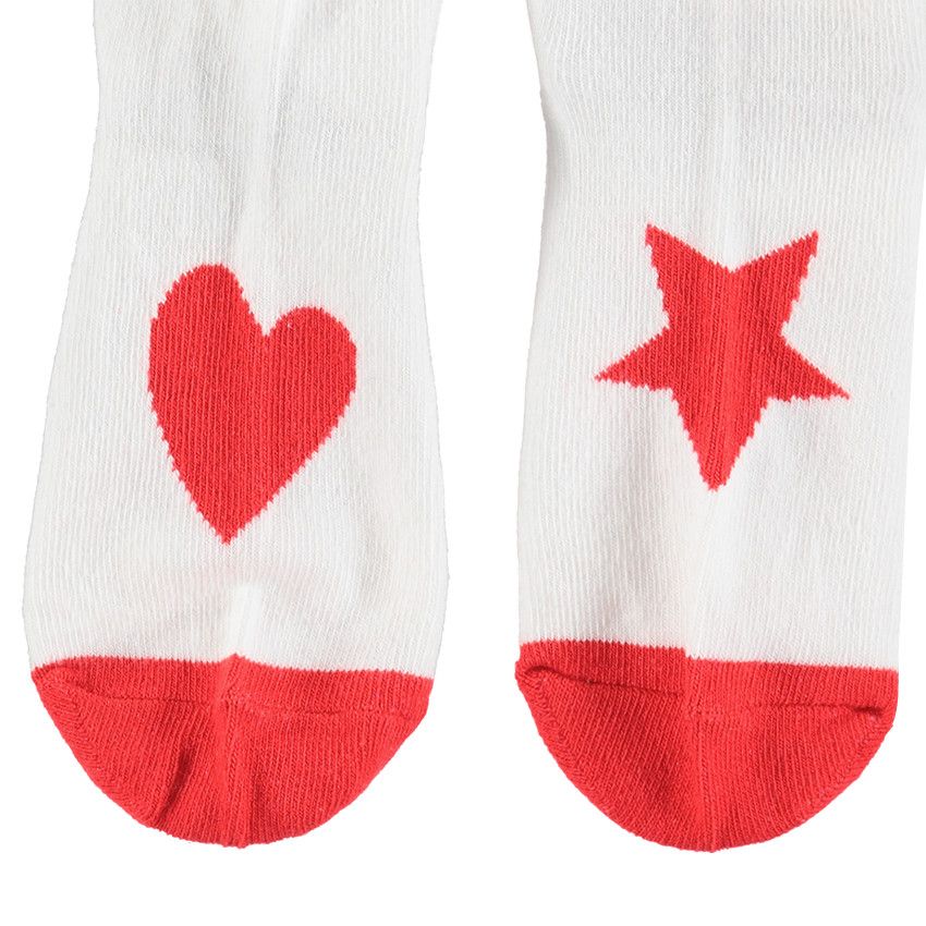 Lot de 2 paires de chaussettes assorties avec coeurs en jacquard - Ecru