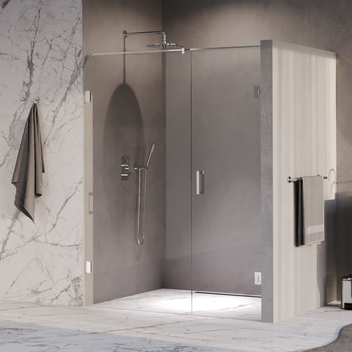 Brauer Void profielloze nisdeur 160cm met draaideur 70cm aan muur chroom