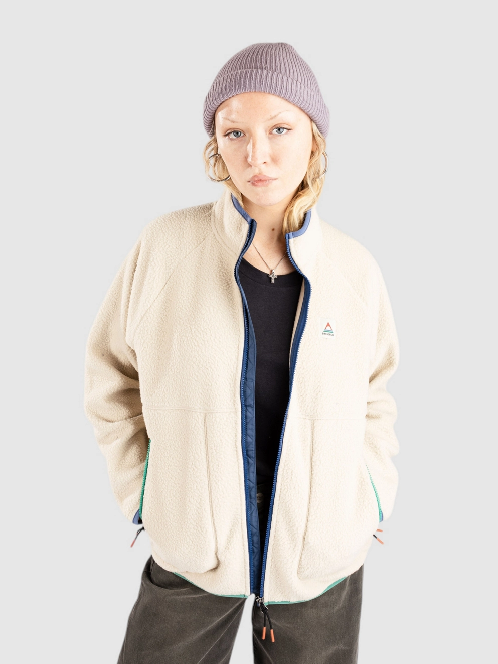 Passenger Fairbanks Full Zip Recylced Sherpa Jacket oatmeal