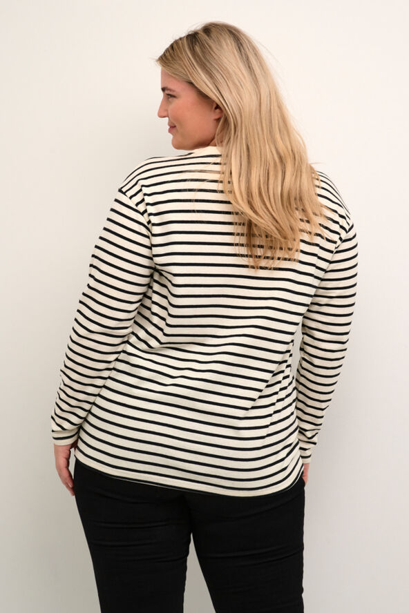Kaffe Curve KCwinni LS T-Shirt Antique white/black stripe