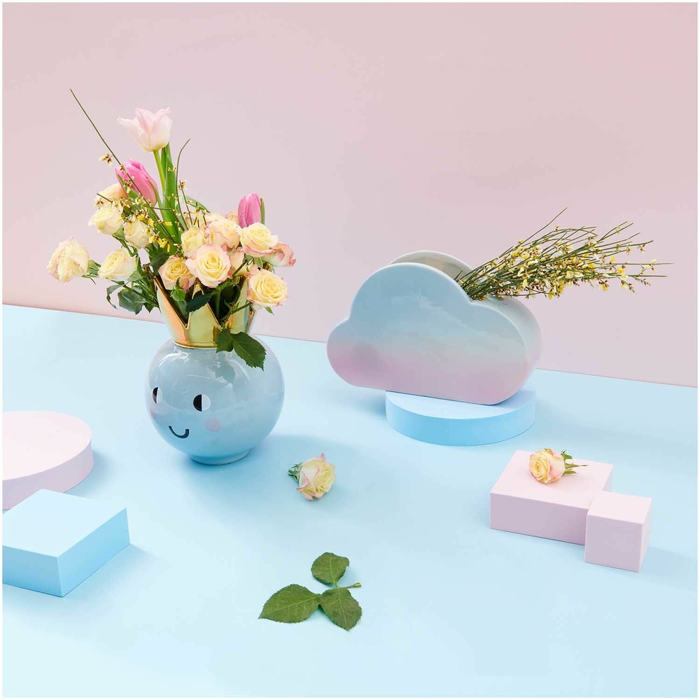 Vase en céramique nuage bleu/rose 25 cm