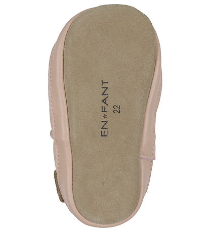 En Fant Leder-Krabbelschuhe - Applikation - Rose Dust m. Kirsche