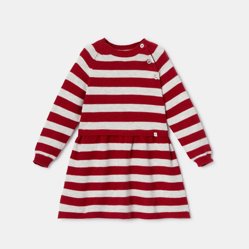 Robe-pull en tricot côtelé rouge bébé fille Absorba Rouge