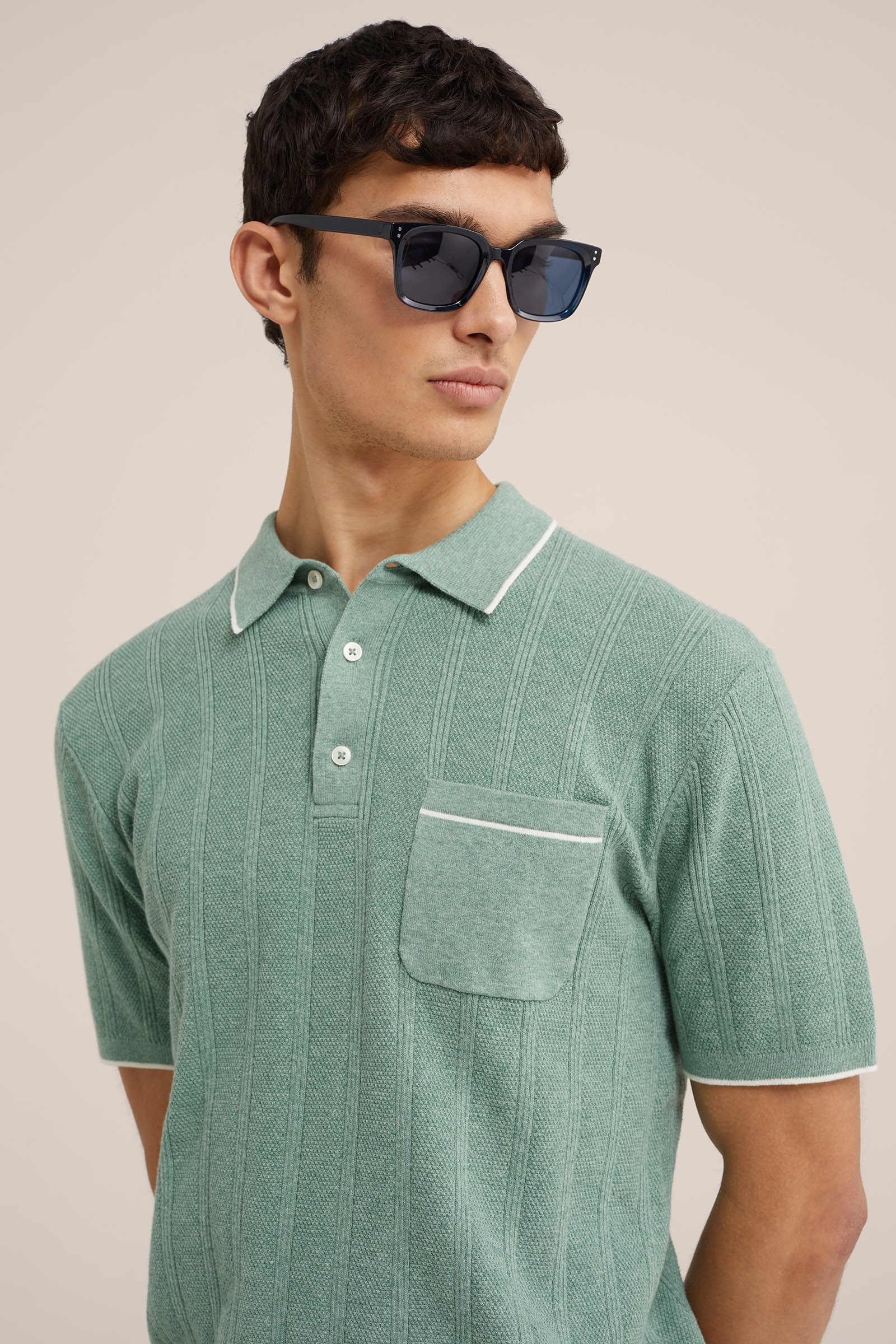 polo met structuur WE Fashion Lichtgroen