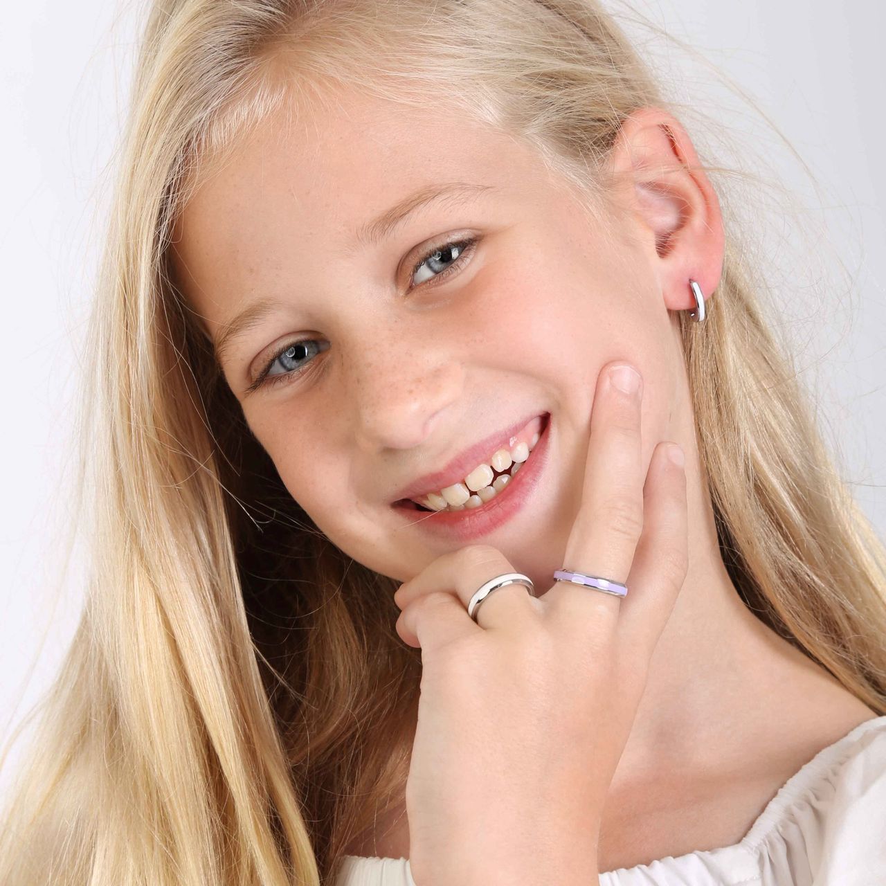 Gerecycled stalen kinderoorbellen met emaille wit