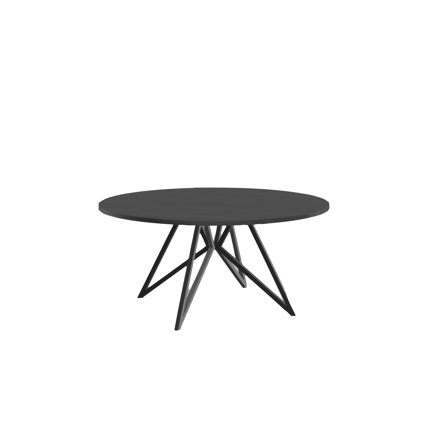 Studio HENK tafel Butterfly Rond QuadpodXL - zwart frame, zwarte beits ⌀160 | Zwarte Beits | Rechte Rand | Frame Zwart
