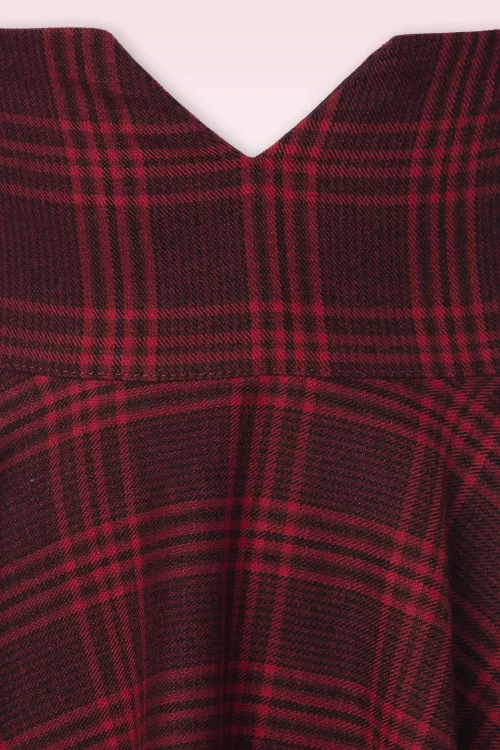 Vixen Plaid suspender swing rok in rood