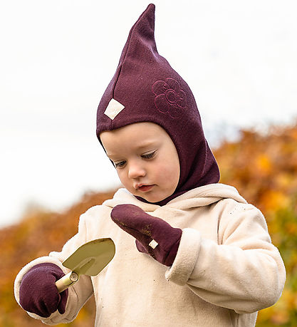 Racing Kids Elefanthue - Uld/Bomuld - 2-lags - Rød Grape