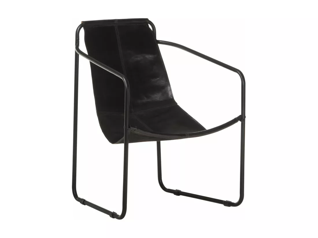 Fauteuil de relaxation Noir Cuir véritable