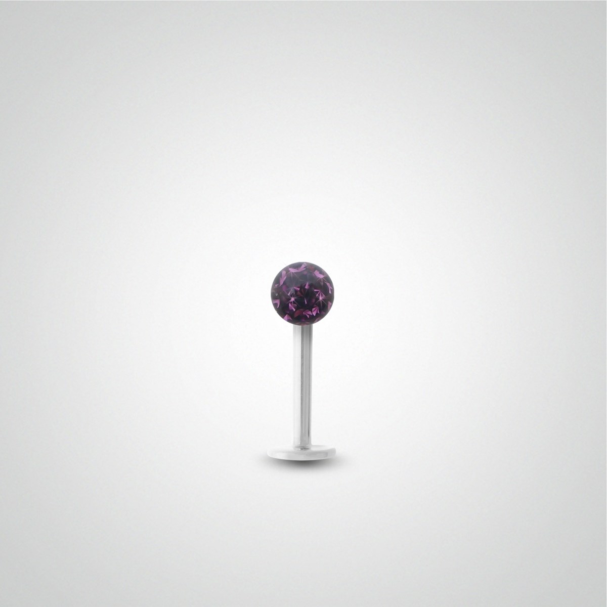Piercing tragus en or blanc et cristal de Swarovski violet