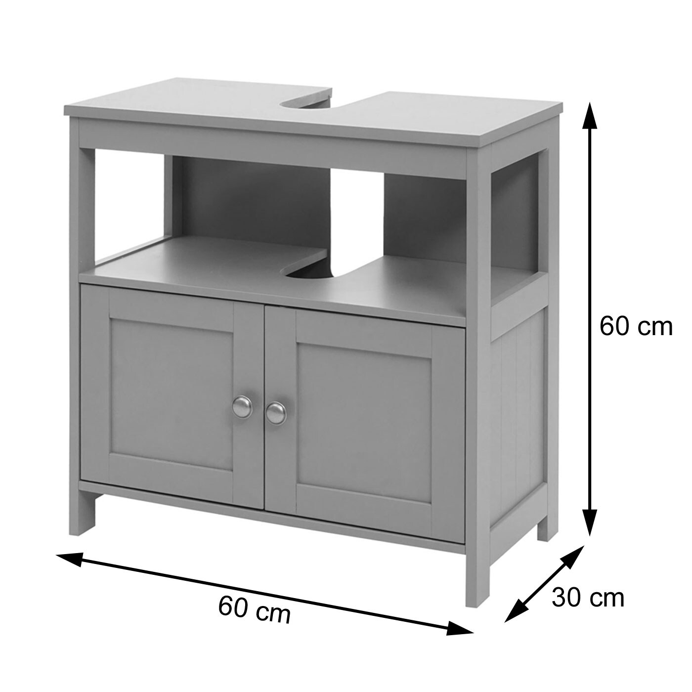 Waschbeckenunterschrank MCW-B63, Badschrank Badezimmer Unterschrank Waschtischunterschrank, 60x60x30cm ~ weiß