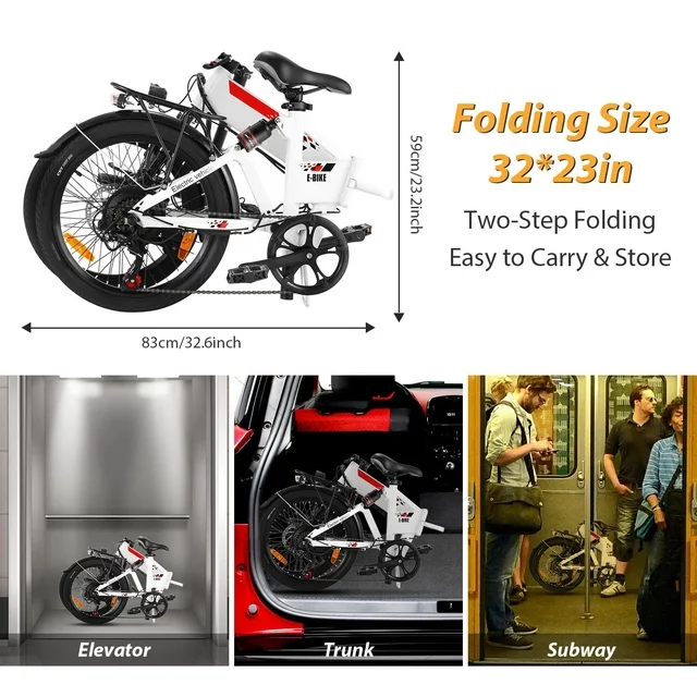 Bicicleta elétrica dobrável Gocio 500W, aro 20, bicicleta elétrica urbana leve em liga de alumínio, com bateria de íon-lítio removível de 48V 7.8Ah integrada, bicicleta elétrica urbana para adultos.