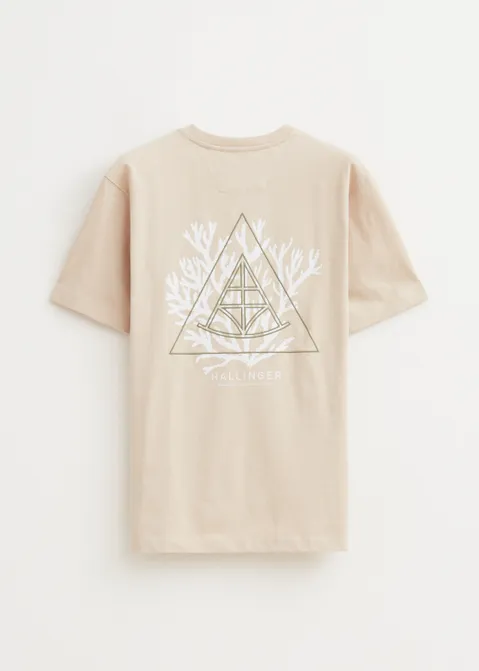 T-shirt met print koraal zand (ZAND)