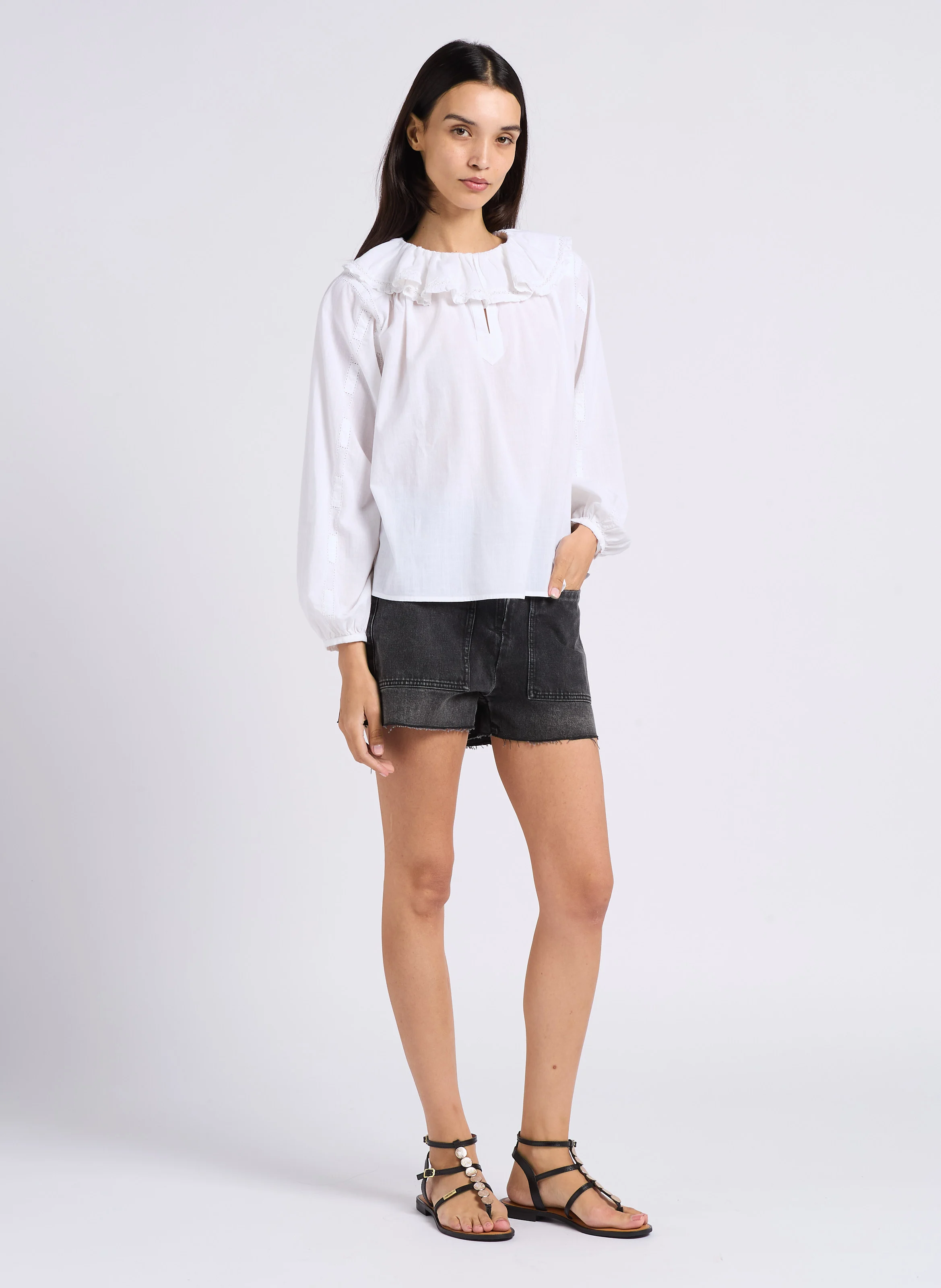 HORELIA - Sandales plates en cuir | Blanc