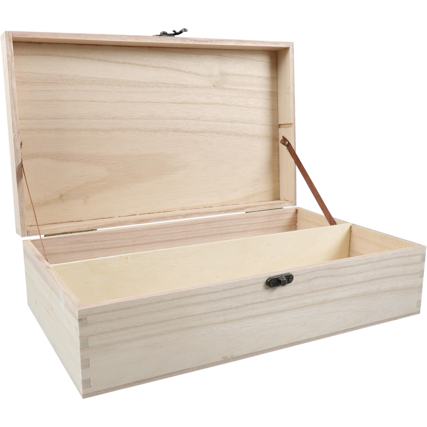 Wijnkist, 2 flessen, scharnierdeksel, 340x195x95mm, hout, naturel