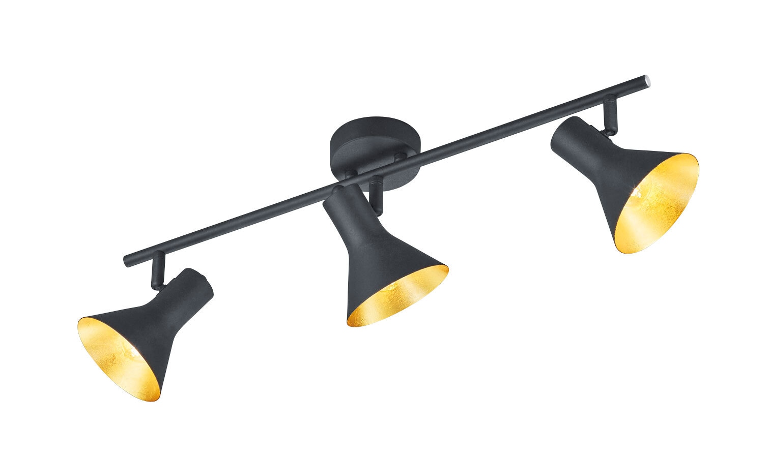 Retrofit Deckenlampe mit 3 Spots Nina 58x21x11cm schwarz /goldfarbig Metall